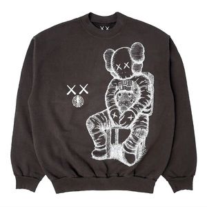 KAWS For Kid Cudi Moon Man Front Print Crewneck Sweatshirt